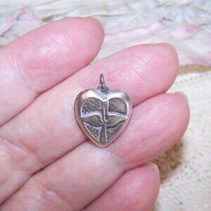 Sterling Silver Puffy Heart Charm - Airplane Propeller and Wings | No Engraving
